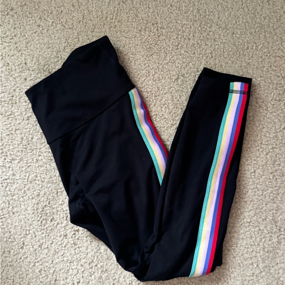 Old Navy Black Leggings with Colorful Stripes